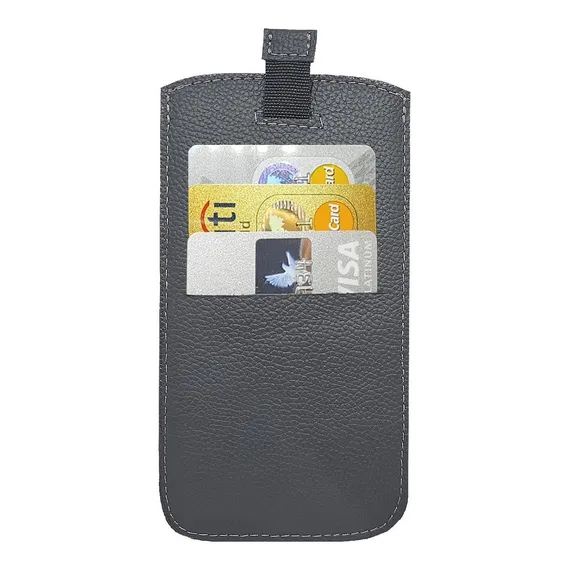 Capa Couro Com Puxador E Porta Cartão Para Calculadora Hp12c Cor Grafite Foto 1