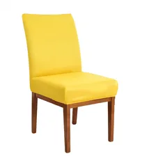 Capa De Cadeira Jantar Malha Elástico Várias Cores Cor Amarelo Foto mini 1
