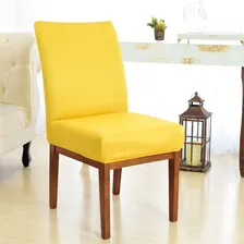 Capa De Cadeira Jantar Malha Elástico Várias Cores Cor Amarelo Foto mini 2