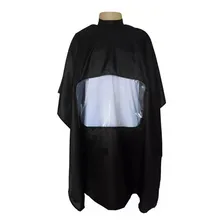Capa De Corte C/ Visor Transparente Capa De Cabeleireiro Cor Preto Foto mini 1