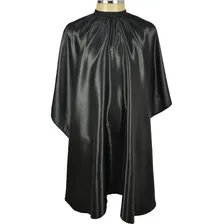 Capa De Corte Cabeleireiro Barbearia Cetim Preto Pentale Foto mini 1