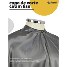 Capa De Corte Cabeleireiro Barbearia Cetim Preto Pentale Foto mini 3
