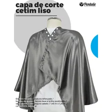 Capa De Corte Cabeleireiro Barbearia Cetim Preto Pentale Foto mini 4