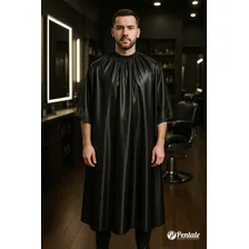 Capa De Corte Cabeleireiro Barbearia Cetim Preto Pentale Foto mini 2