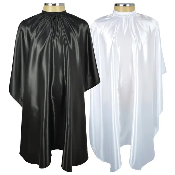 Capa De Corte Cetim Liso Branco Preto Salão Beleza Kit 02 Un Cor Branco/preto Foto 1