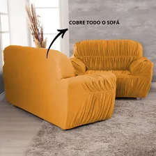 Capa De Sofá 2 E 3 Lugares 21 Elásticos Super King Cor Capa Sofá 2 E 3 Lugares Elasticada Mostarda Foto mini 4