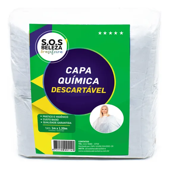 Capa Descartável Para QuĂmica E Corte Kit C/ 250 Unidades Cor Branco Liso Foto 1