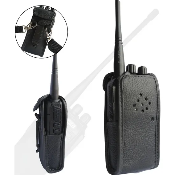 Capa Em Couro Legitimo Rádio Comunicador Baofeng Modelo Uv 6 Foto 1