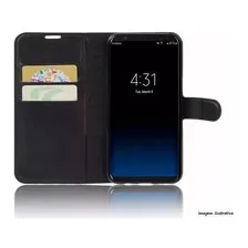 Capa Flip Carteira Para Samsung Galaxy J8 2018 J810 6p. Luxo Cor Preto Liso Foto mini 2
