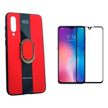 Capa Luxo Anel + Película Full Cover 3d Para Xiaomi Mi 9 Cor Vermelho Foto mini 1