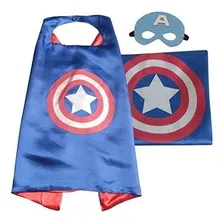 Capa +máscara Infantil Personagem Capitão America Cor Azul Foto mini 1