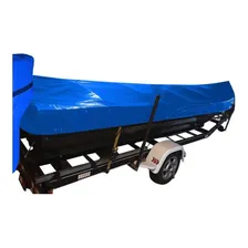 Capa Para Barco 6m Borda Alta Canoa Lona Sol Chuva Cor Azul Foto mini 4
