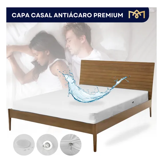 Capa Para Colchão Impermeável Casal Antialérgico Protetor Antiácaro Branco Foto 1