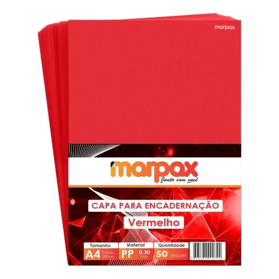 Capa Para Encadernação A4 Vermelho Line Frente Pp 030 50un Foto 1