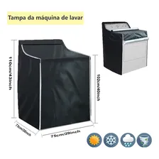 Capa para Máquina de Lavar Roupas com ZĂper - Protetor Solar, Cor Preto, capa maquina lavar | capa para maquina de lavar | capa para maquina lavar Foto mini 2