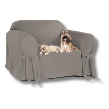 Capa Para Poltrona e Sofá De 1 Lugar Em Gorgurão para Pets Na Cor Cinza Foto mini 1
