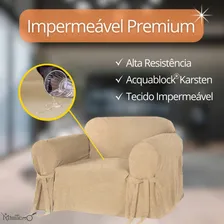 Capa Para Sofá De 1 Lugar Em Tecido Acquablock Impermeável Cor Bege Foto mini 3