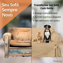 Capa Para Sofá De 1 Lugar Em Tecido Acquablock Impermeável Cor Bege Foto mini 4