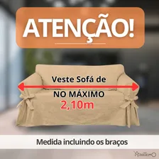 Capa Para Sofá De 3 Lugares Em Tecido Acquablock Impermeável Cor Bege Foto mini 2