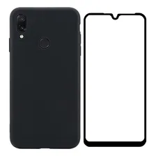 Capa Para Xiaomi Redmi Note 7 Slim 6.3 + Pelicula Frontal Cor Capa Preta + Película 9d Preta Foto mini 4