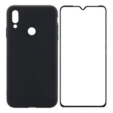 Capa Para Xiaomi Redmi Note 7 Slim 6.3 + Pelicula Frontal Cor Capa Preta + Película 9d Preta Foto mini 1