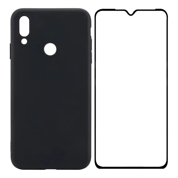 Capa Para Xiaomi Redmi Note 7 Slim 6.3 + Pelicula Frontal Cor Capa Preta + Película 9d Preta Foto 1