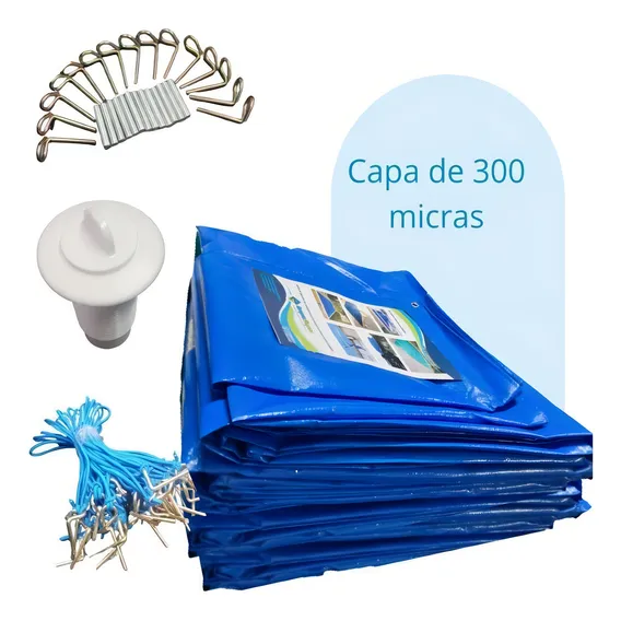 Capa Piscina 5x2,5 Térmica+limpeza+proteção Uv+kit Foto 1