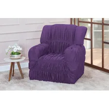 Capa Poltrona Elasticada Avulsa 1 Lugares Malha Gel Lisa Cor Roxo Foto mini  2