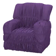 Capa Poltrona Elasticada Avulsa 1 Lugares Malha Gel Lisa Cor Roxo Foto  mini 1