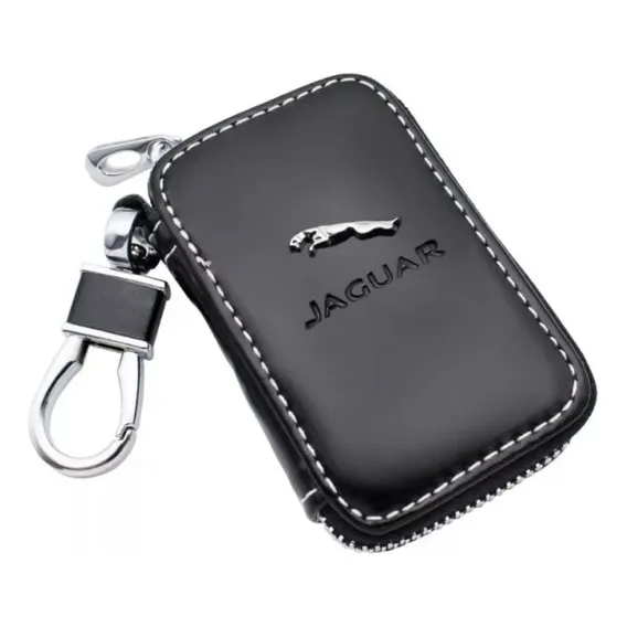 Capa Proteção Porta Chave Jaguar Couro Chaveiro Xe Xf Xj Top Cor Preto Foto 1