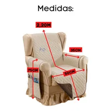 Capa Protetor De Sofá Mariana 1 Lugar Cadeira Do Papai Cor Bege/Marrom Foto mini 2