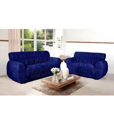 Capa Protetor Sofa Avulsa 3 Lugares 21 Elásticos Luxo Azul Foto mini 2