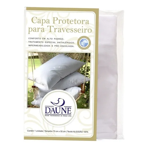 Capa Protetora Daune De Travesseiro Impermeabilizada Algodão Cor Branco Capa Impermeável Liso Foto 1