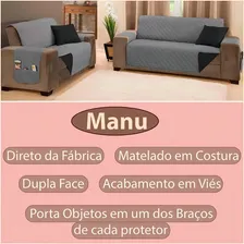 Capa Protetora Sofá Manu 3 E 2 Lugares Dupla Face Matelado Cor Cinza/Preto Foto mini 3