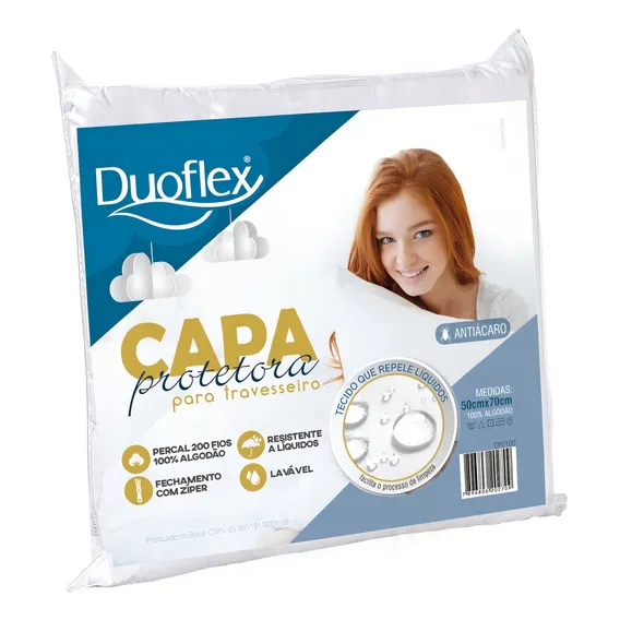 Capa Protetora Travesseiro Impermeável Duoflex 200fios Zíper Foto 1