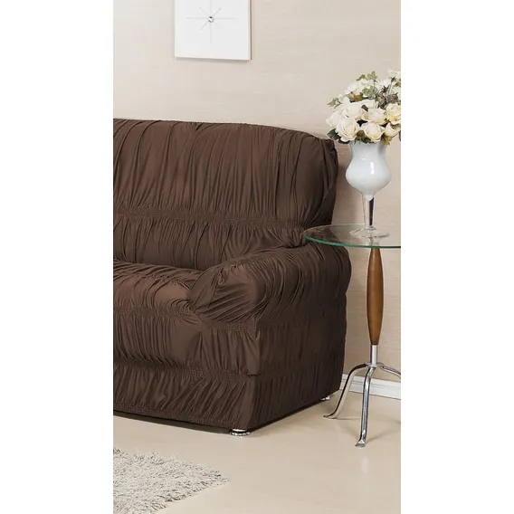 Capa Sofa 3x2 Lugares 21 Elasticos ! Cor Marrom Foto 1