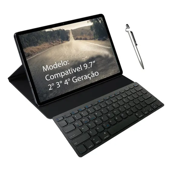 Capa Teclado Para iPad 2 3 4 A1395 A1396 + Pelicula +caneta Foto 1