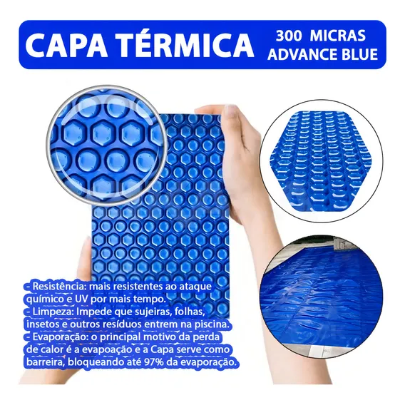 Capa Termica Azul 300 Micras Piscina Aquecida Atco 8x4 Mts Cor Azul Foto 1