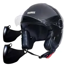 Capacete Aberto Joy 23 Taurus Couro C/ 2 Viseiras Extra Fum Foto mini 1