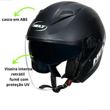 Capacete Aberto Preto Fosco Com Oculos Interno Retratil Masculino Feminino Tamanho 56 Foto mini 2