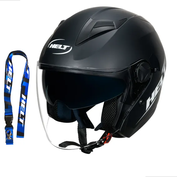 Capacete Aberto Preto Fosco Com Oculos Interno Retratil Masculino Feminino Tamanho 56 Foto 1