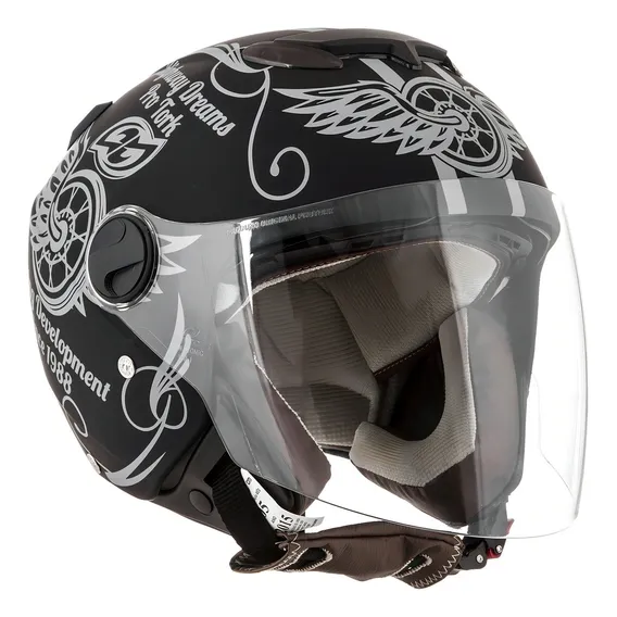 Capacete Aberto Pro Tork New Atomic Highway Dreams Cor Preto-fosco Tamanho do capacete 60 Foto 1
