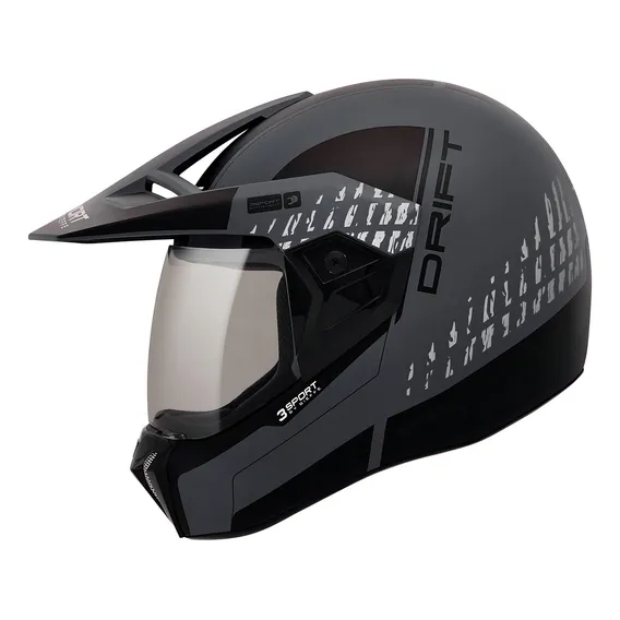 Capacete Bieffe 3 Sport Drift Preto Fosco Grafite Motocross Tamanho do capacete 60 Foto 1