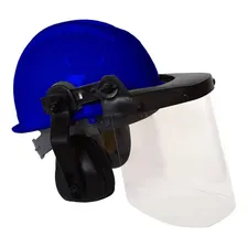 Capacete Com Protetor Facial E Abafador De Ruído - Ledan Cor Azul Foto mini 1