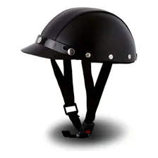 Capacete Couro Coquinho Pro Tork Custom Bike Moto cor preto Foto mini 1