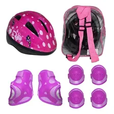 Capacete Feminino Infantil Elleven + Kit Proteção Bike Skate Foto mini 1