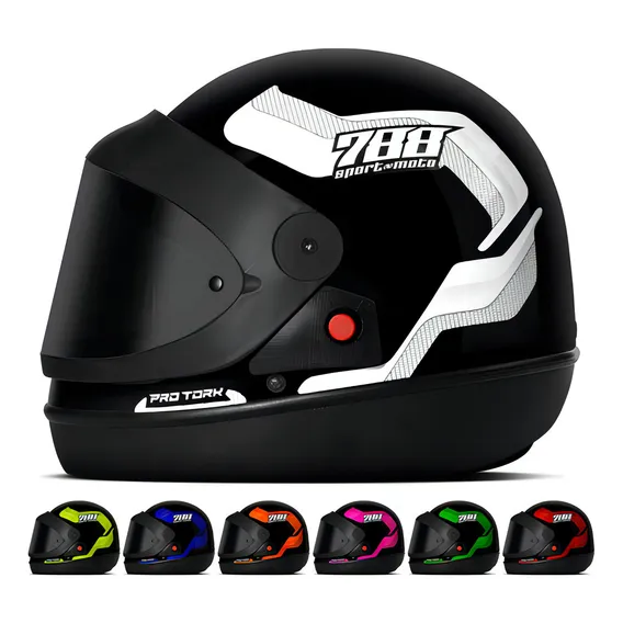 Capacete Feminino Sport Moto 788 Laranja Pro Tork Cor Branco Viseira Fumê Tamanho Do Capacete 60 Foto 1