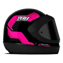 Capacete Feminino Sport Moto 788 Rosa Pro Tork Cor Rosa - Viseira Fumê Tamanho Do Capacete 56 Foto mini  3
