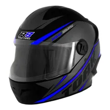 Capacete integral para bicicleta Pro Tork New Liberty R8 preto e azul Foto mini  3