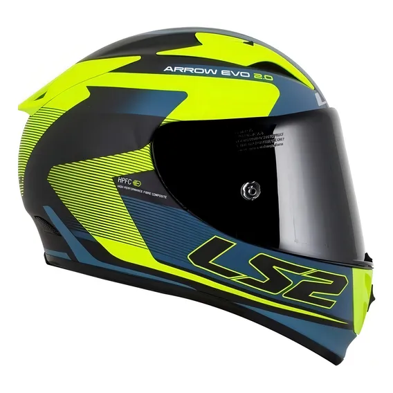 Capacete Ls2 Arrow R Ff323 Compete Cor Azul-fosco/Amarelo Tamanho do capacete 60/L Foto 1